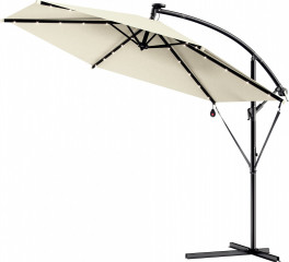 Zahradní slunečník s LED osvětlením a boční nohou Ø 350 cm | krémová č.1
