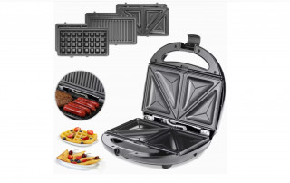 Toustovač, vaflova a gril 3 v1 800W |černý/stříbrný