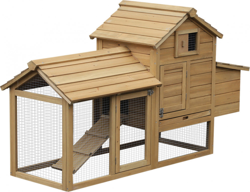 Kurník s výběhem pro drůbež 150,5x54x87 cm | přírodní