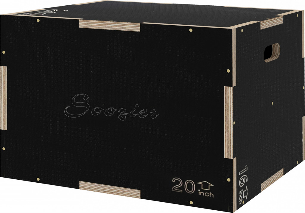 Skákací dřevěný plyobox 3 v 1, výška 41/51/61 cm | černý