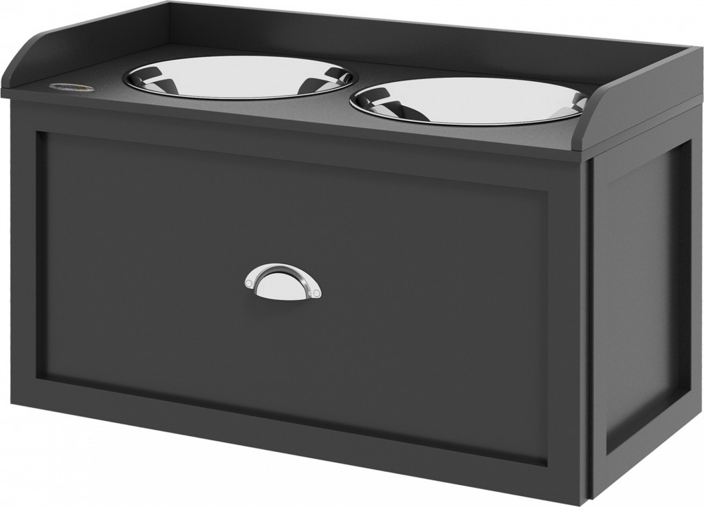 Zvýšené nerezové misky 60x30x36 cm | černé