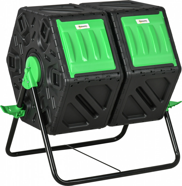 Zahradní kompostér dvoukomorový 130 l | černý