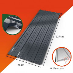 Sada 12 trapézových plechů 129x46cm | antracit č.2