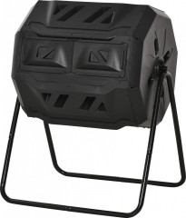 Venkovní dvoukomorový rotační kompostér | černý