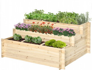 Třípatrový květinový truhlík 117x100x54 cm | přírodní č.1