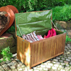 Úložný box z akáciového dřeva 115x50x59cm + vnitřní plachta č.1