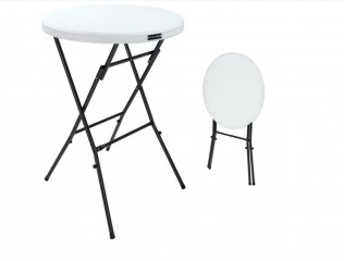 Barový skládací stůl plastový Ø72cm | bílý č.1