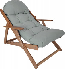 Naklápěcí dřevěné křeslo se silným polstrovaným polštářem, 71 x 89 x 96 cm | šedé č.1