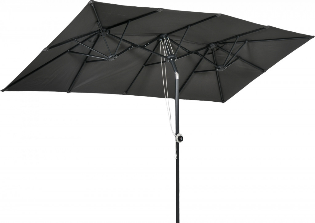 Dvojitý slunečník s nastavitelným úhlem sklonu, 150 x 295 cm | šedý