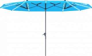 Dvojitý slunečník se solárními LED světly, 451 x 267 cm | modrý č.1