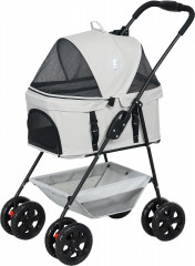 Kočárek pro mini psy do 4 kg | světle šedý č.1