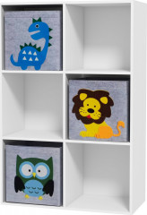 Dětský regál se 3 úložnými boxy 61,8 x 29,9 x 91,5 cm | bílý + šedý č.1