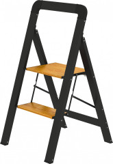 Skládací žebřík 44,5x48x86,3 cm | černý + přírodní č.1