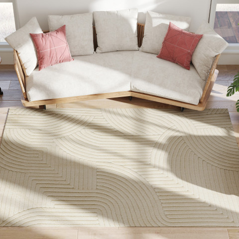 Protiskluzový koberec s vysokým vlasem 230 x 160 cm | krémově bílý č.2