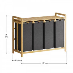 Prádelní koš se 4 přihrádkami 107 x 40 x 78 cm | antracit č.3