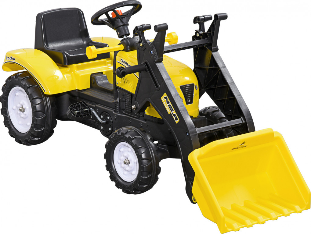 Sedací bagr pro děti s lopatou 114x41x54cm| Černý + Žlutý