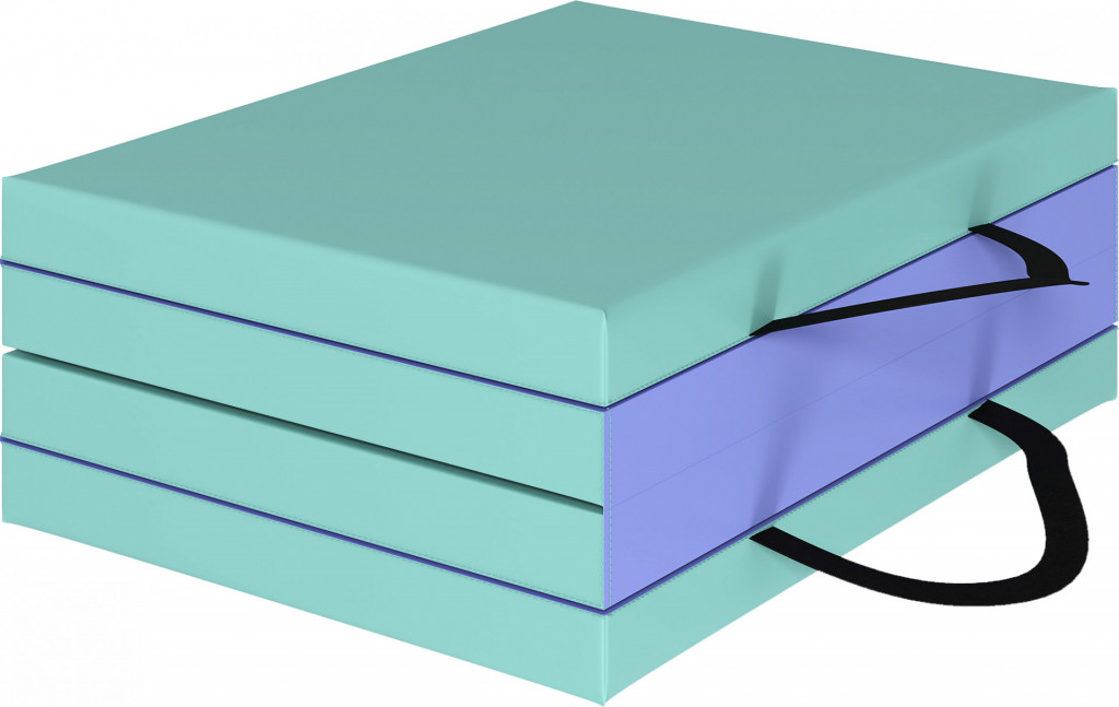 Skládací přenosná gymnastická podložka 180 x 60 x 5 cm | zelená + fialová