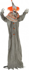 Halloweenská dekorace klaun s LED světly 183 cm | oranžová + šedá č.1