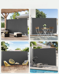 Venkovní boční markýza na zastínění terasy 160 x 400 cm | tmavě šedá č.2