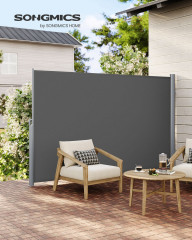 Venkovní boční markýza na zastínění terasy 160 x 400 cm | tmavě šedá č.1