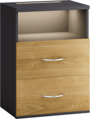 Noční stolek LED Jamie 55x40x28cm | Dřevěný / Šedý