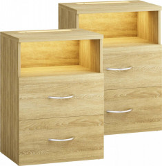 Noční stolek Jamie sada 2 kusů LED 55x40x28cm | dub č.1
