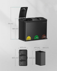 Recyklační koš 3x15 l | černý č.2