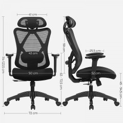 Ergonomická kancelářská židle 68 x 66 x (114 -123,5) cm | černá č.3