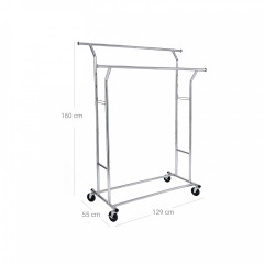 Pojízdný stojan na oblečení 129-169 cm | chrom č.3