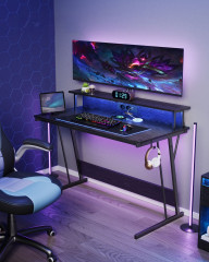 Herní PC stůl s LED osvětlením 60 x 120 x 76 cm | černý č.1