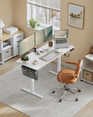 Elektricky nastavitelný PC stůl 60 x 140 x 72 -120 cm | bílý č.1