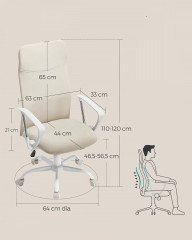 Ergonomická kancelářská židle s látkovým potahem | krémová č.3