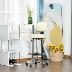 Otočná barová židle s opěradlem 56x57x104-127 cm | béžová
