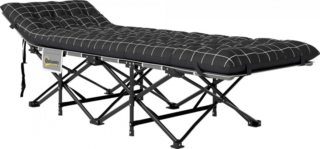 Skládací kempingové lůžko 190 x 67 x 37 cm | černé