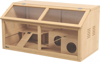 Klec pro hlodavce s plošinou 84 x 45 x 44 cm | přírodní dřevo č.1