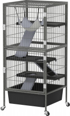Pojízdná klec pro malá zvířata 52 x 52 x 115 cm | šedá č.1