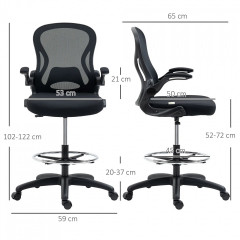 Kancelářská ergonomická židle s nožním kruhem | černá č.2