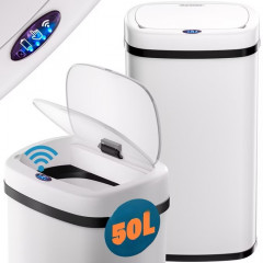 Senzorový odpadkový koš z nerezové oceli 50L | bílý č.3