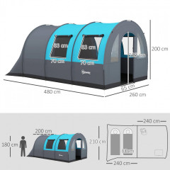 Kempinkový stan 6 osob 480 x 260 x 200 cm | šedý č.3