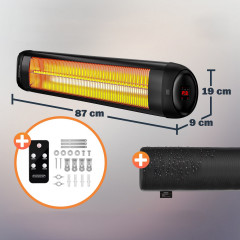 Infrazářič s dálkovým ovládáním | MZH2501 Černý 2500W č.2