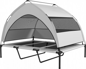 Vyvýšený pelíšek se střechou 122 x 92 x 94 cm | světle šedý + černý č.1