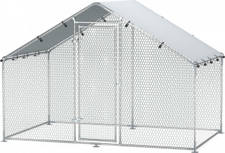 Ocelový kurník se střechou, 3 x 1,7 x 1,9 m | stříbrný č.1