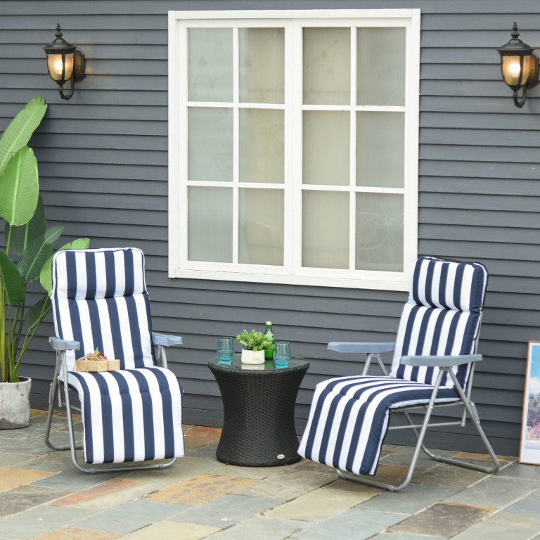 Skládací zahradní židle sada 2 kusů | modré + bílé