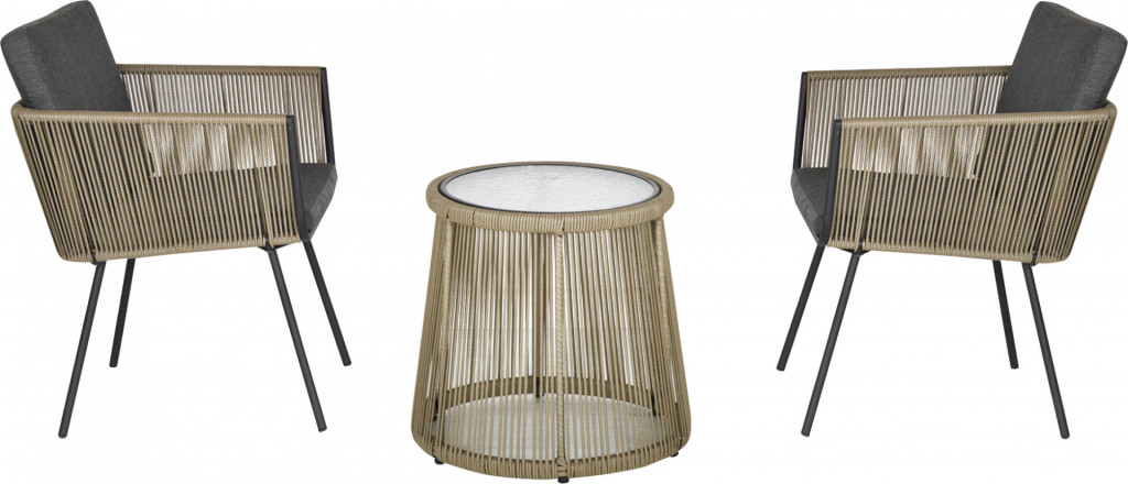 Sada zahradního nábytku z ratanu | šedá