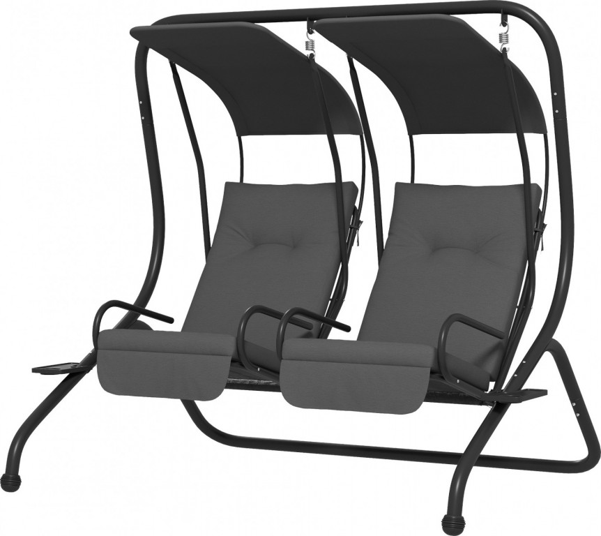 Zahradní houpačka se stříškou pro 2 osoby 170 x 136 x 170 cm | šedá