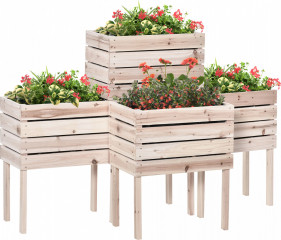 4dílný vyvýšený záhonový květináč 50 x 30 x 60 cm | přírodní č.1
