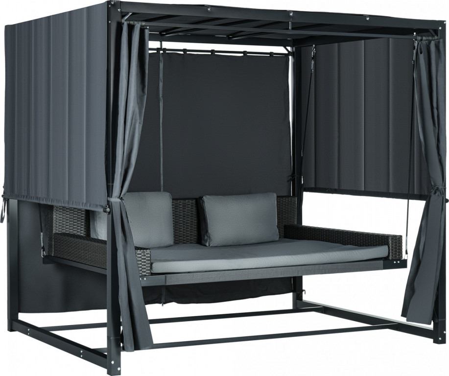 Zahradní houpačka s pergolou 235 x 180 x 210 cm | tmavě šedá