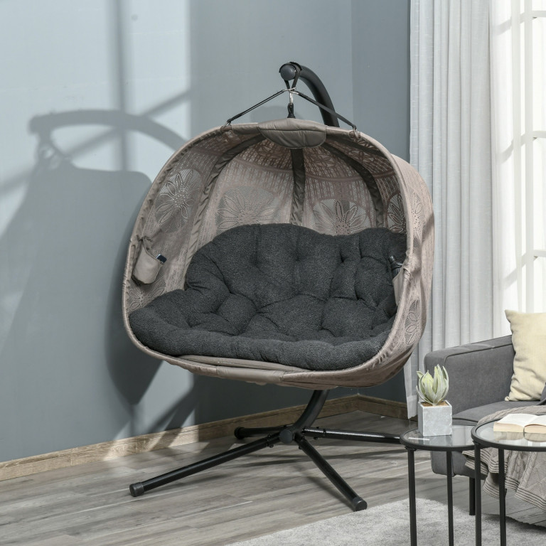 Závěsné křeslo se stojanem | pískové + černé