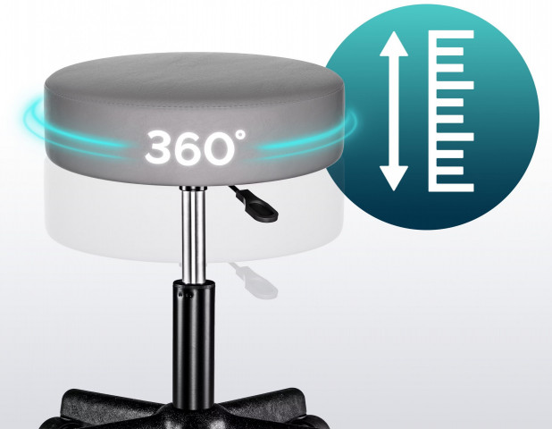 Pojízdná stolička s kolečky otočná o 360° |šedá č.4