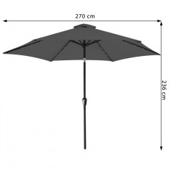 Zahradní slunečník s LED osvětlením Ø 270 cm | antracit č.2